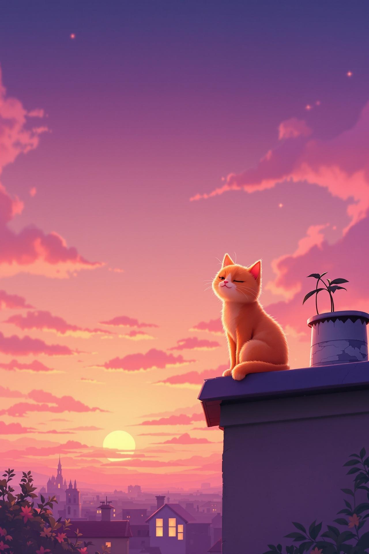 猫与日落 - 动画电影海报